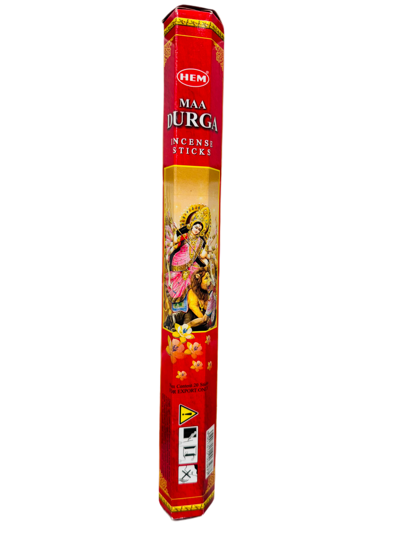 HEM Maa Durga Incense packaging with divine imagery, perfect for spiritual rituals.