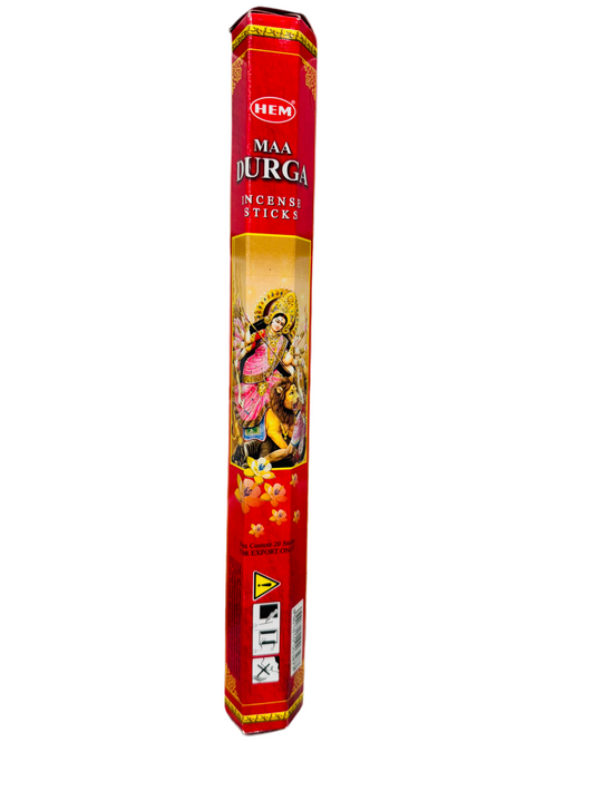 HEM Maa Durga Incense packaging with divine imagery, perfect for spiritual rituals.