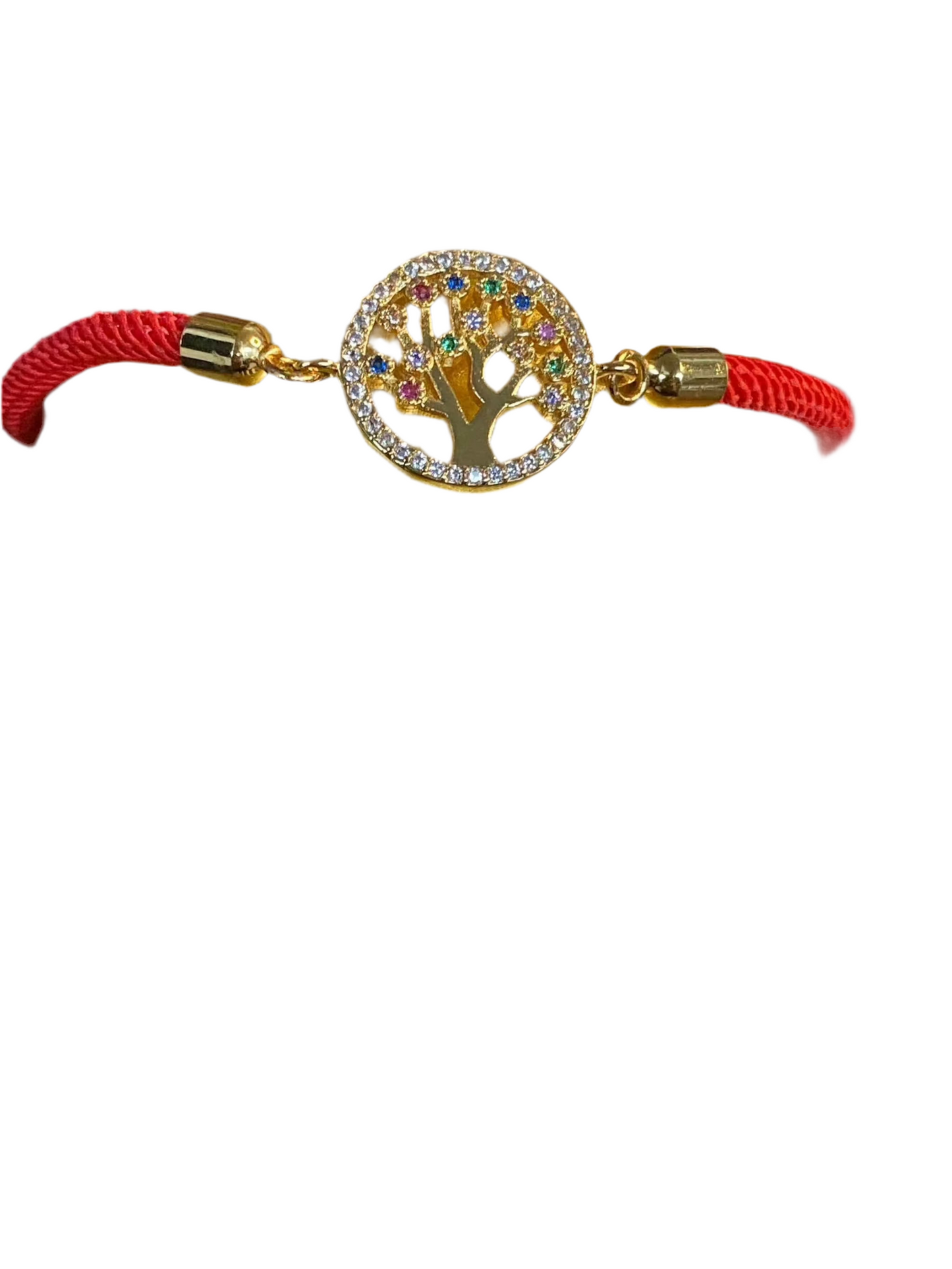 Red Rope Colorful Tree of Life Bling Bracelet
