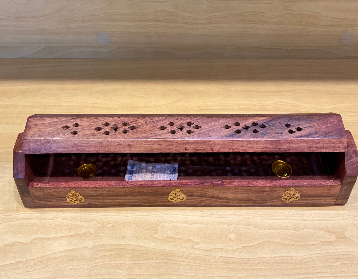 Original Wooden Ganesh Coffin Cone and Incense Holder