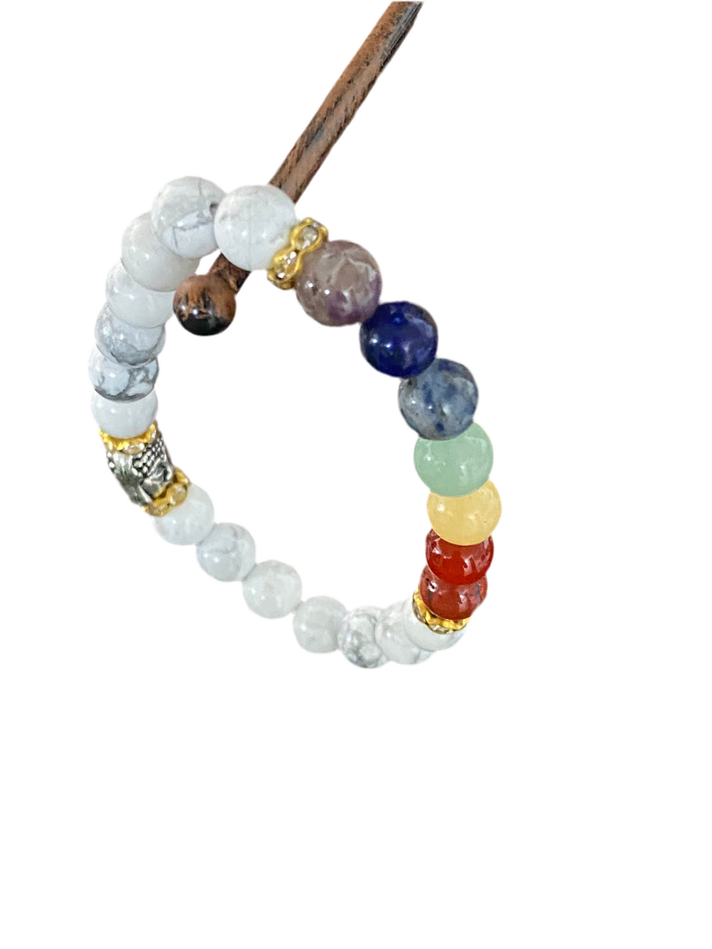 Howlite Chakra Gemstone Bracelet with Buddha Charm