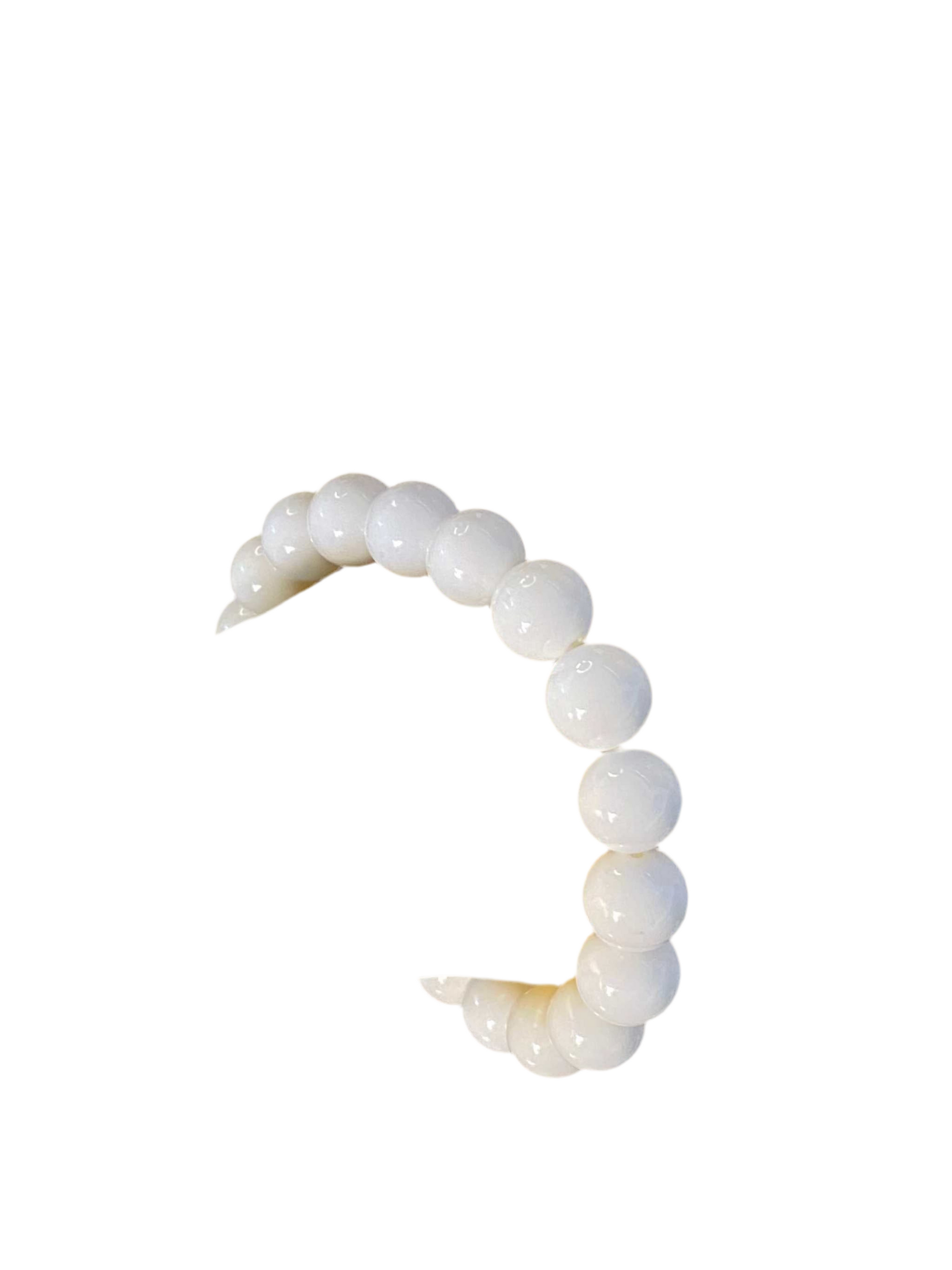 White Jade Beaded String Bracelet