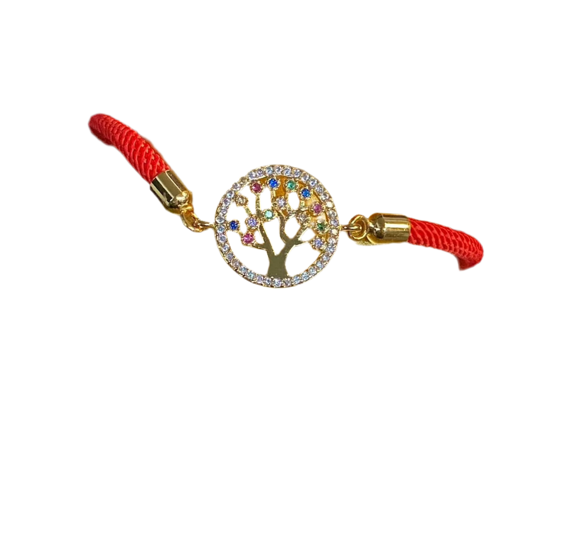 Red Rope Colorful Tree of Life Bling Bracelet