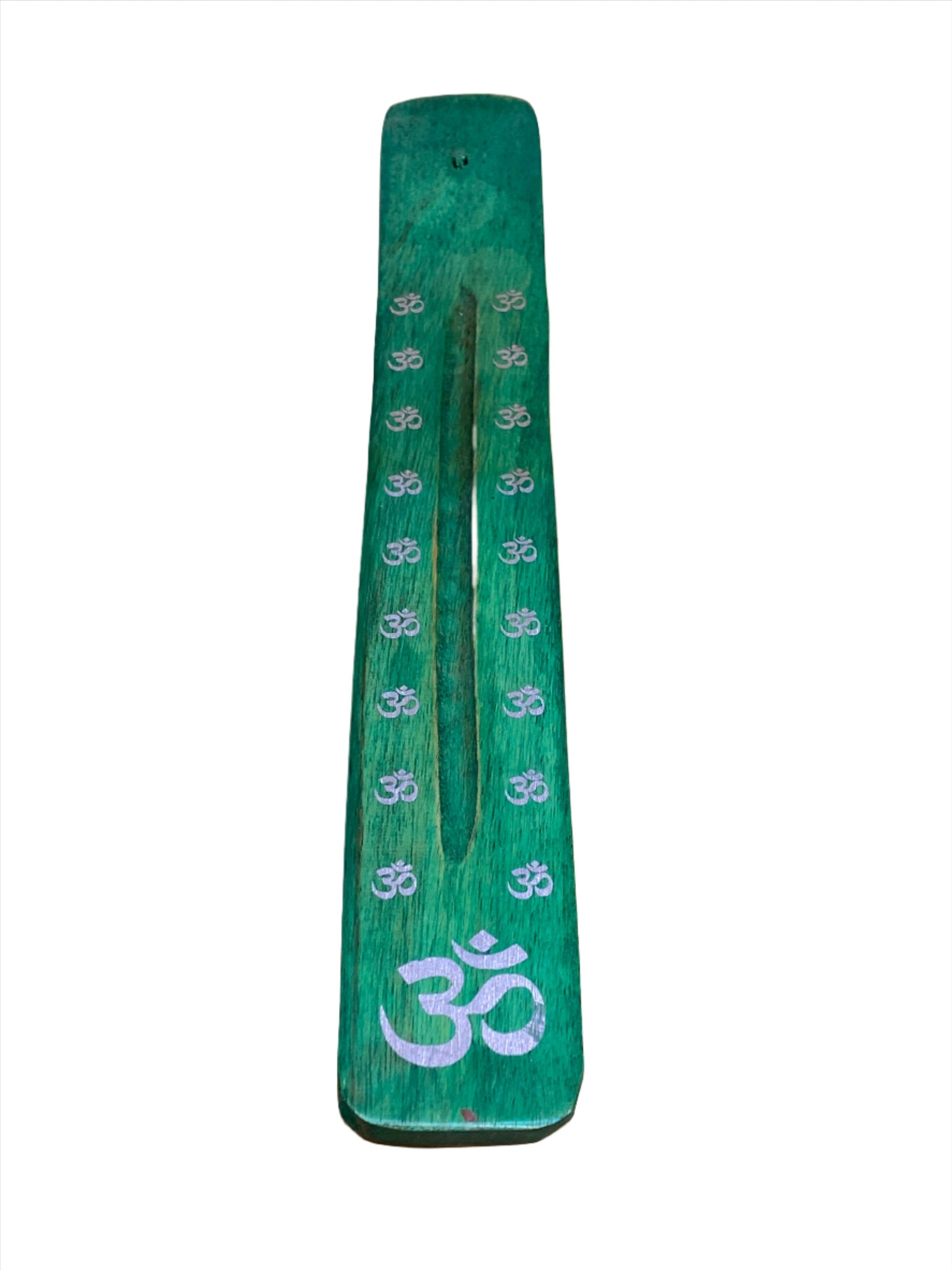 Wooden Incense Stick Holder Om Green