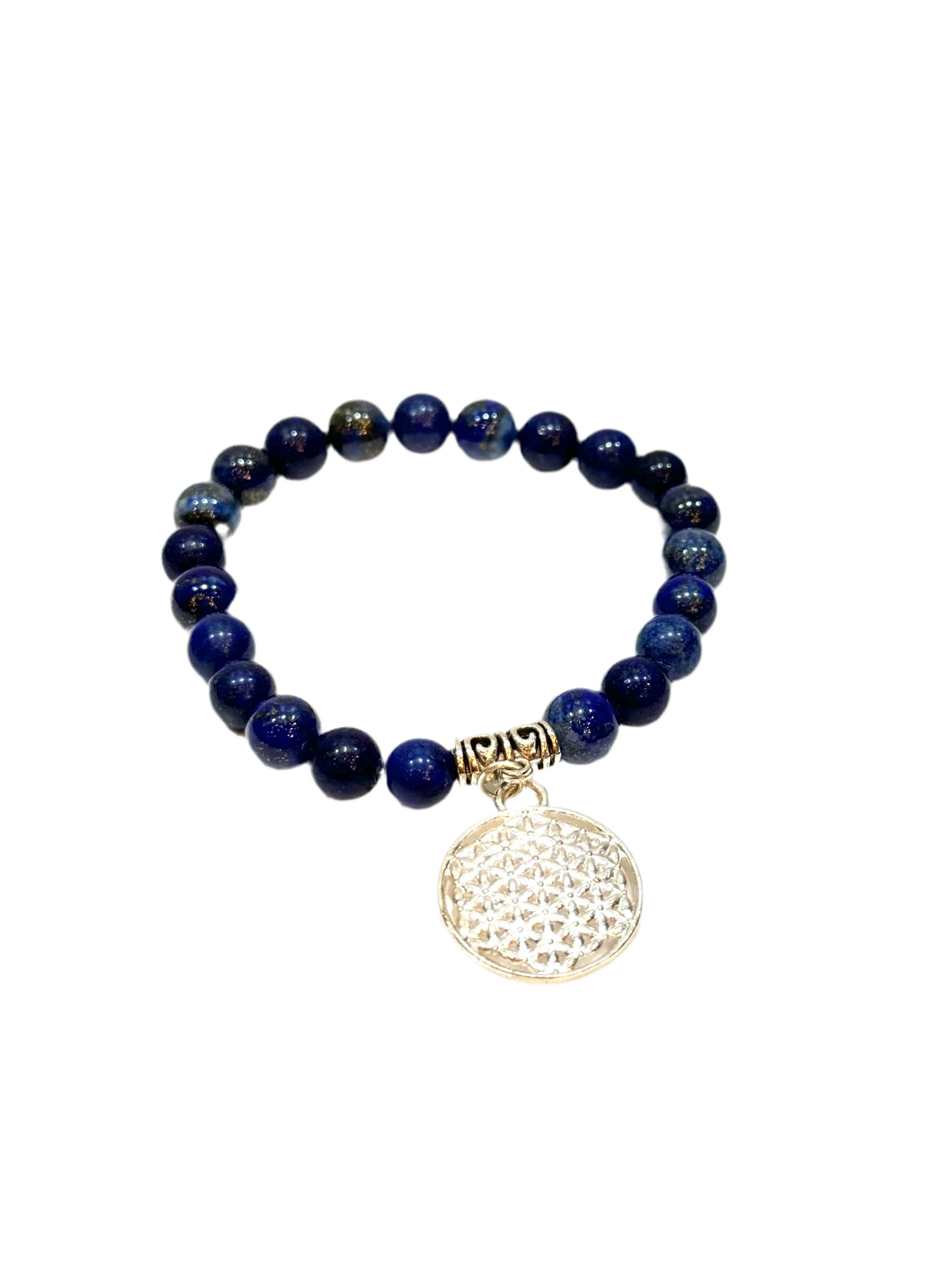 Lapis Lazuli Gemstone Bracelet With Flower of Life