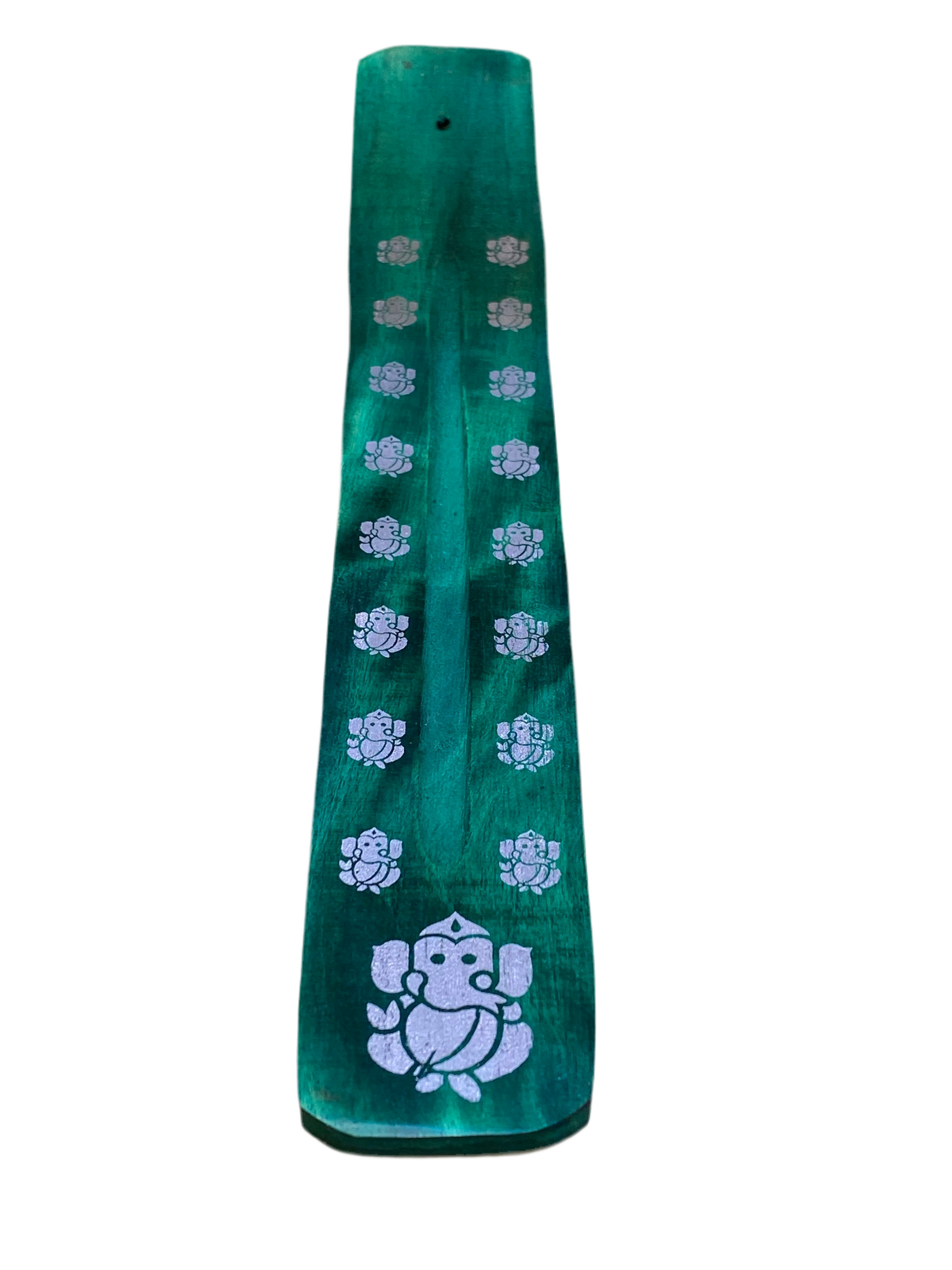 Wooden Incense Stick Holder Ganesha Green