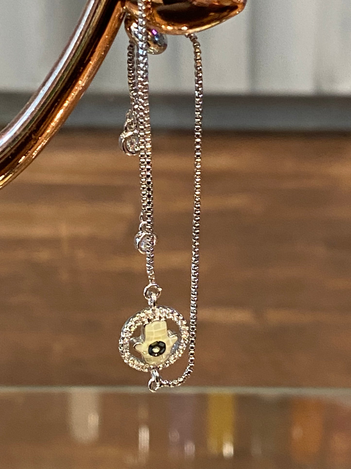 Fashion Jewelry Dainty Silver Bracelet With Pearl Stone Hamsa