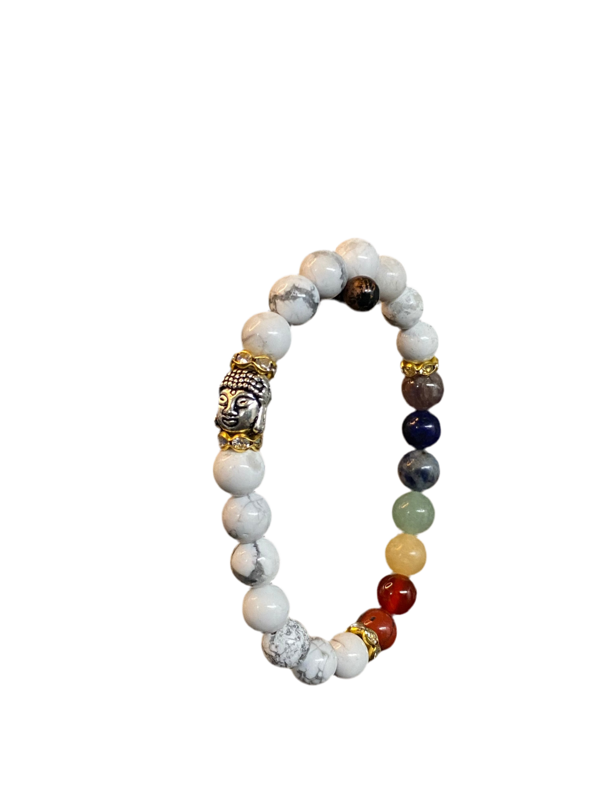 Howlite Chakra Gemstone Bracelet with Buddha Charm