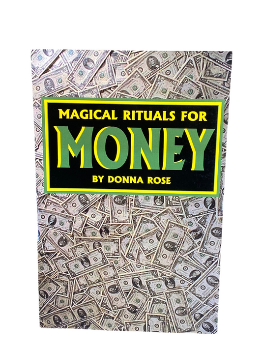 Magical Rituals For Money book cover featuring dollar bills background.