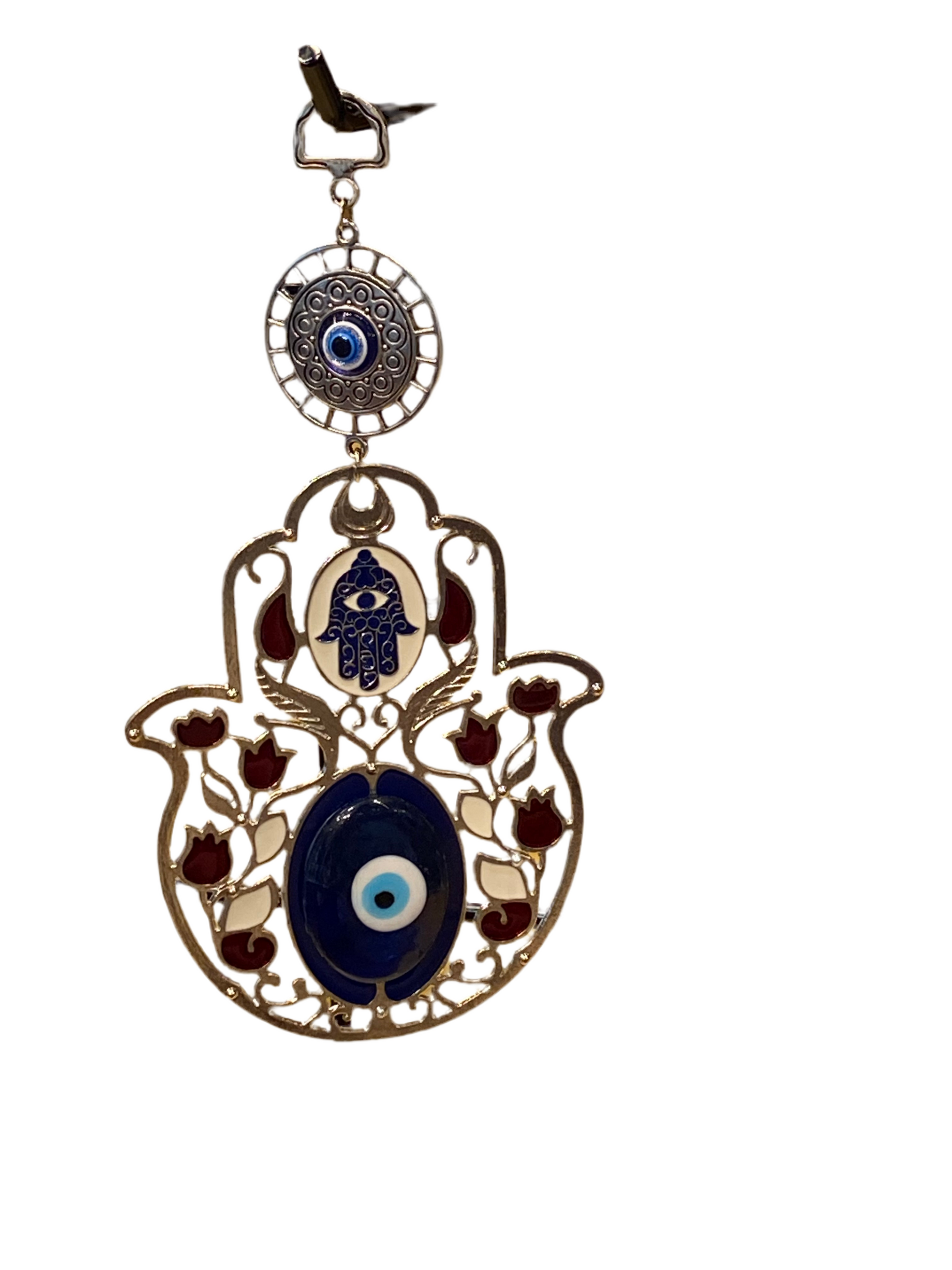 Blue Hand Of Fatima with Red Flowers