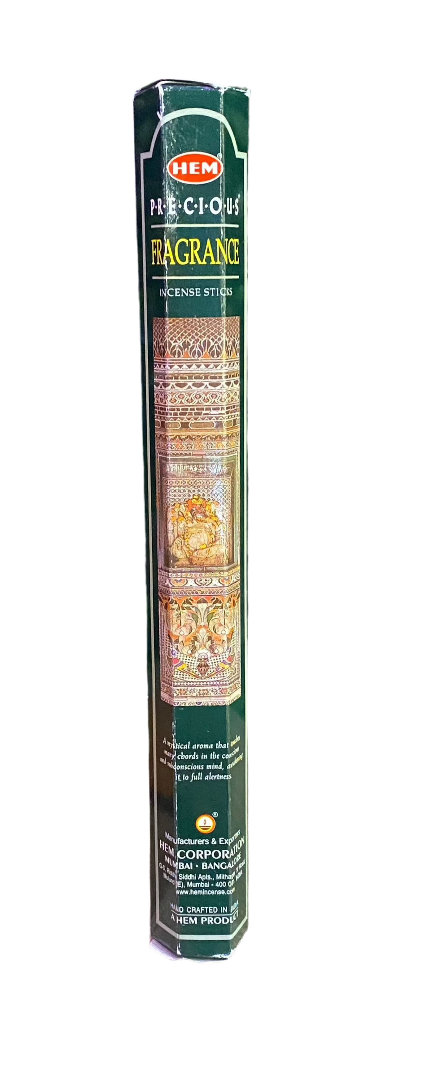 HEM Precious Fragrance Incense Sticks packaging with vibrant design.
