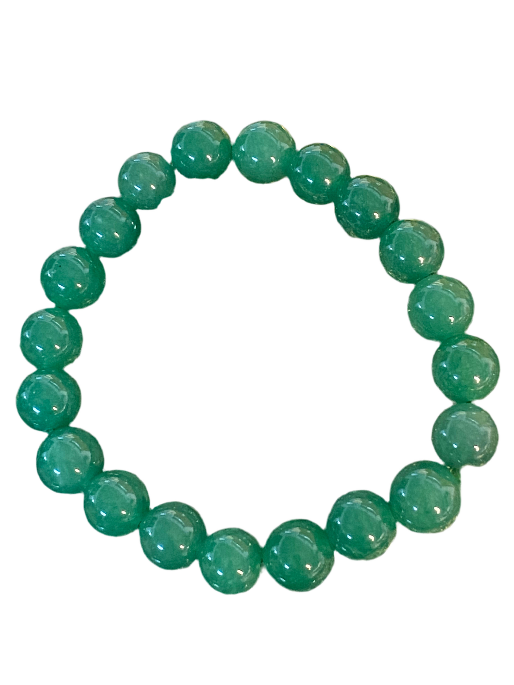 Green Jade Beaded String Bracelet 8mm