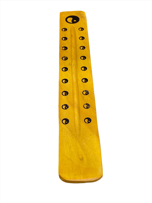 Wooden Incense Stick Holder Yin Yang (Yellow)