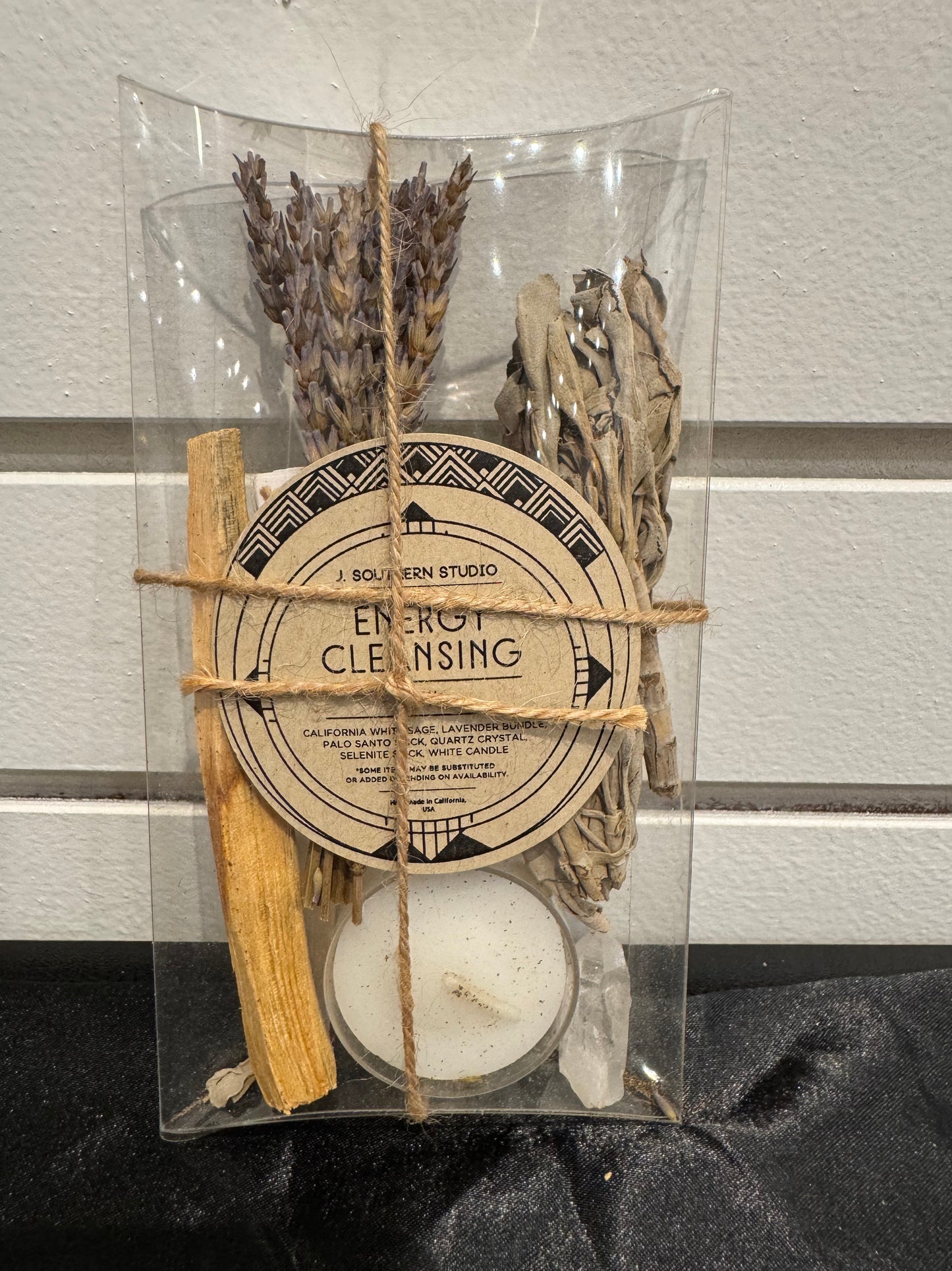 Mini Energy Cleansing Ritual Kit Gift Set with Crystals and Candle