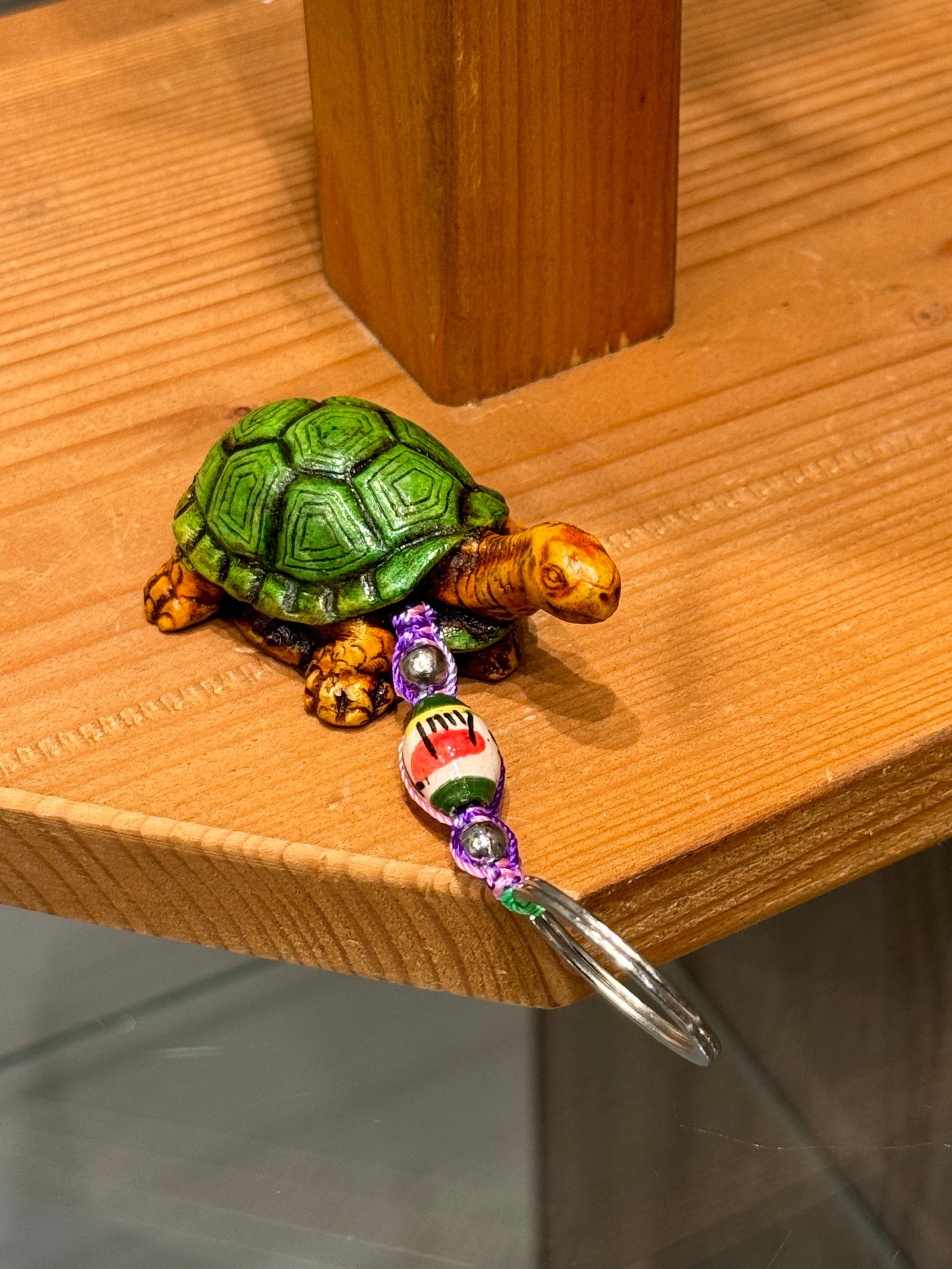 Turtle Land Animal Durepox Resin Figurine Keychain Purple Cord