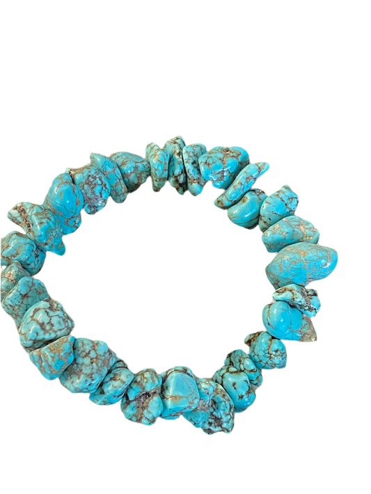 Turquoise Howlite Tumbled Bracelet for calming energy and emotional healing.