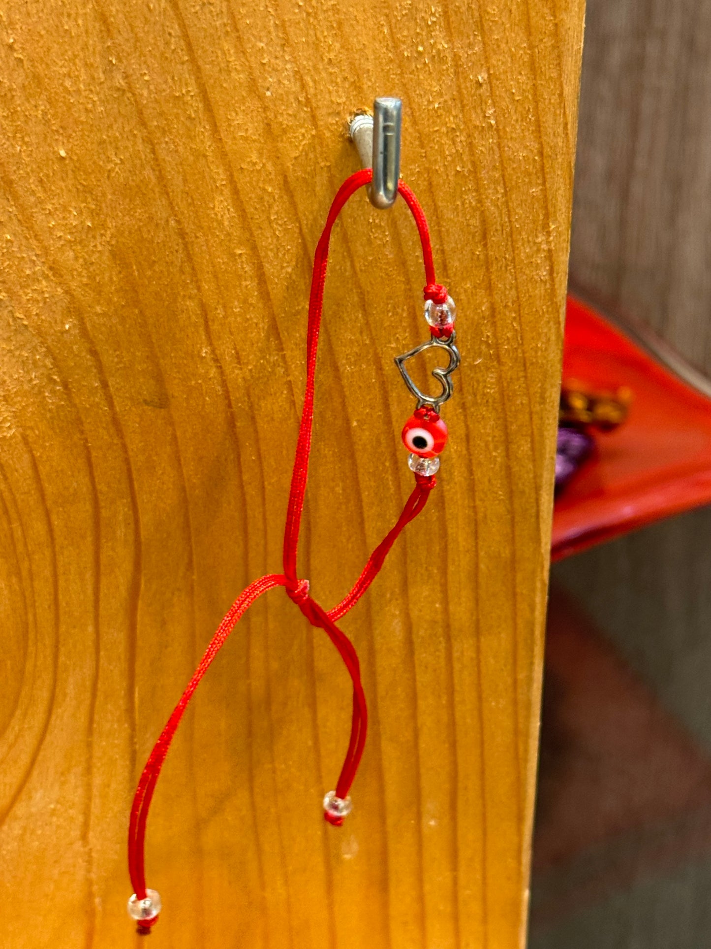 Red String Bracelet With Heart & Red Eye
