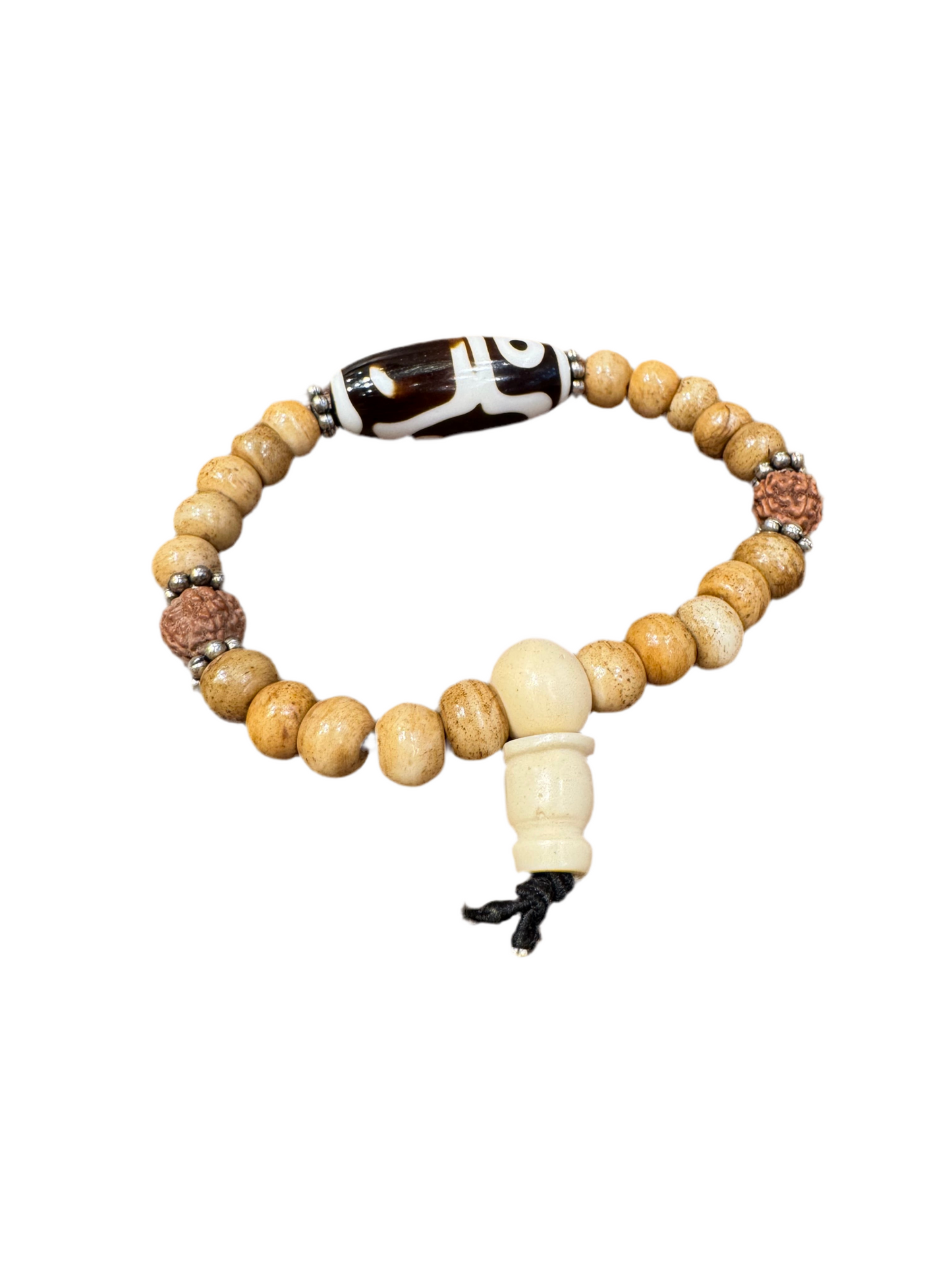Tibetan Z-Bead Bracelet with Rudrakshya- For Protection