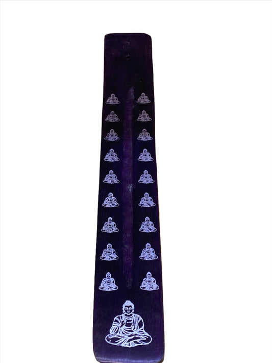 Wooden Incense Stick Holder Buddha Purple
