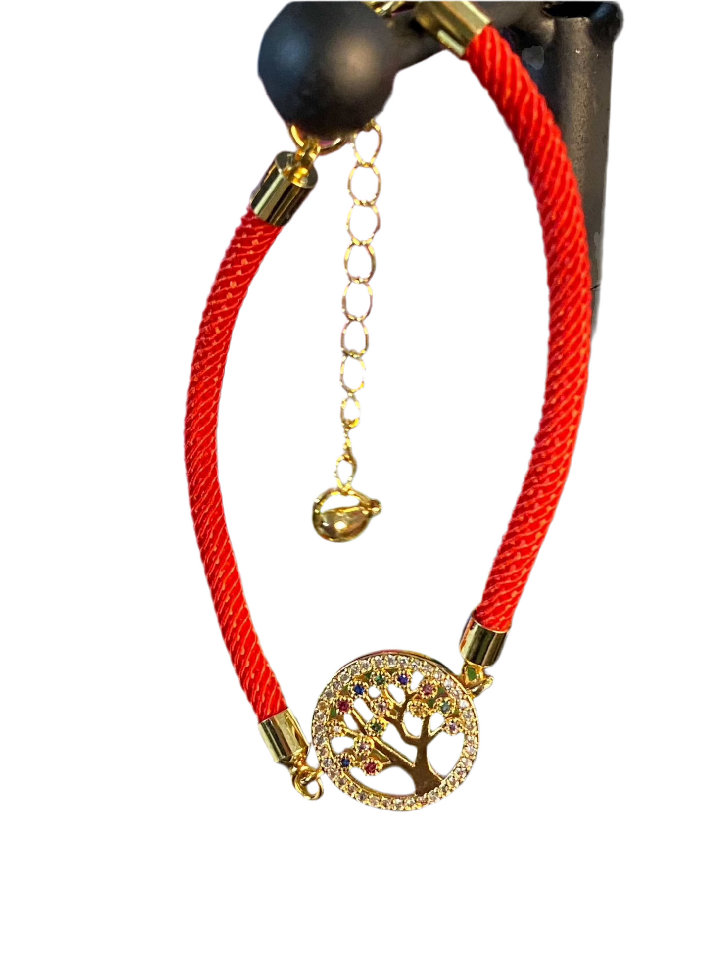 Red Rope Colorful Tree of Life Bling Bracelet
