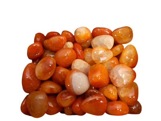 Fire Agate Tumbled Stones with rich earthy tones for protection and grounding.