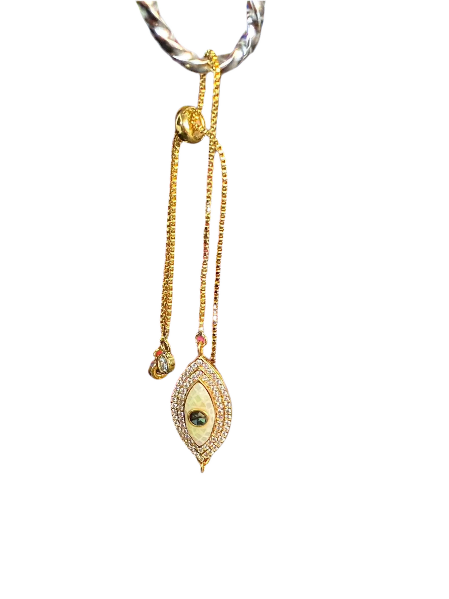 Mother of Pearl Stone Gold Evil Eye Dainty Bracelet