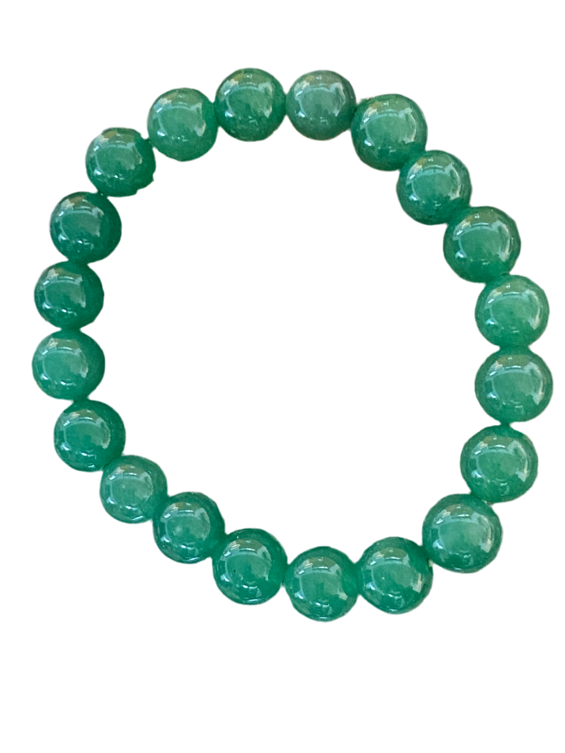 Green Jade Beaded String Bracelet 8mm