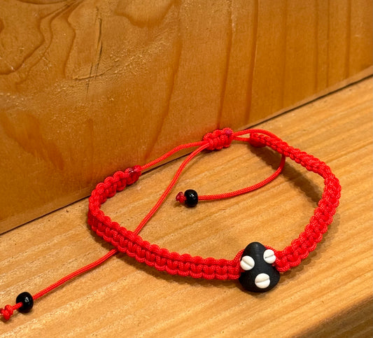 Orisha Face Handmade Pull Tie Red String Braided Bracelet