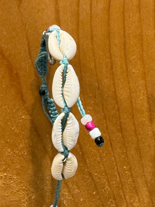 Handmade Sage String Bracelet With Cowrie Shells and Beads