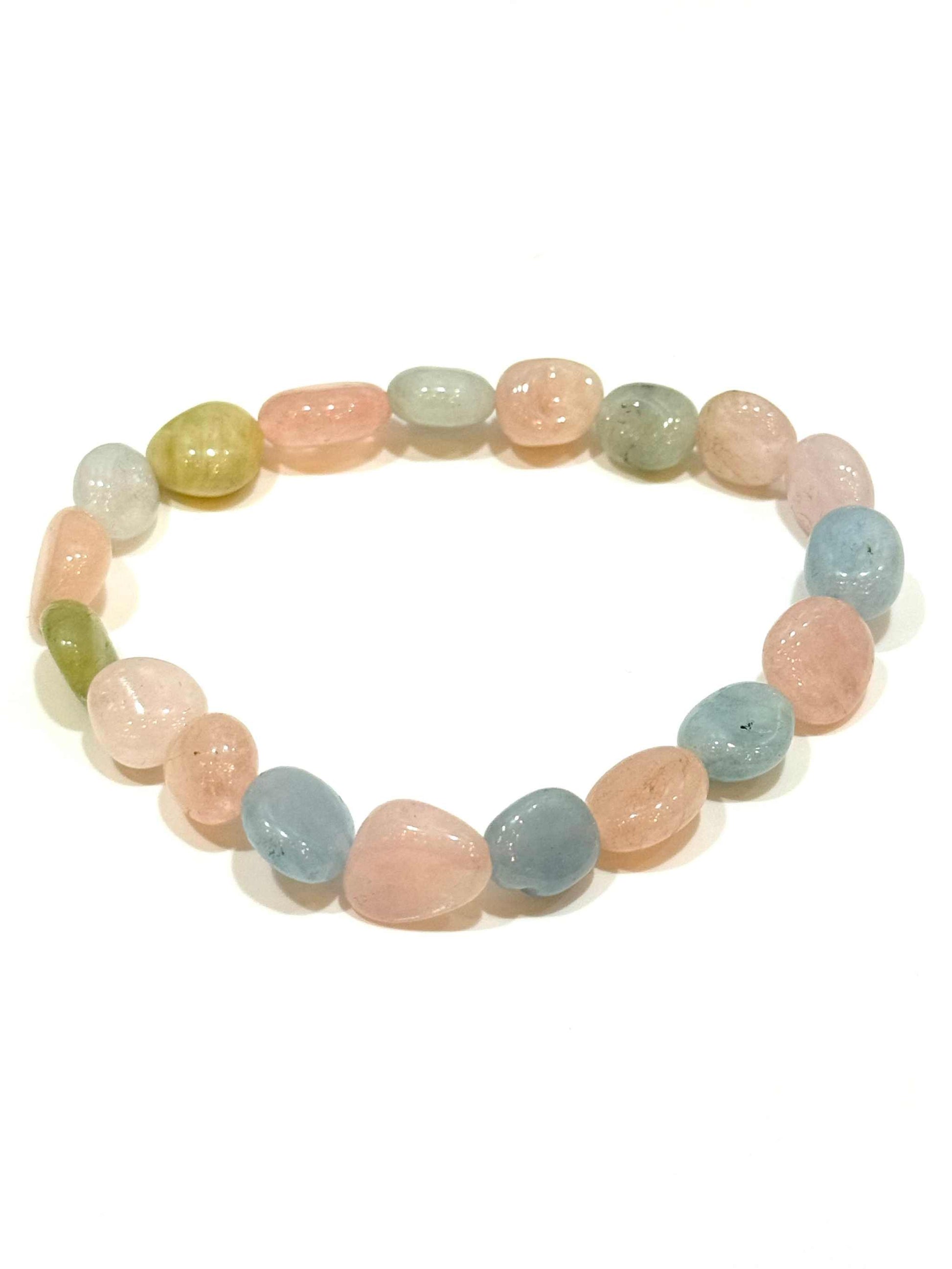 Morganite Nugget Tumbled Polished Stretch Bracelet