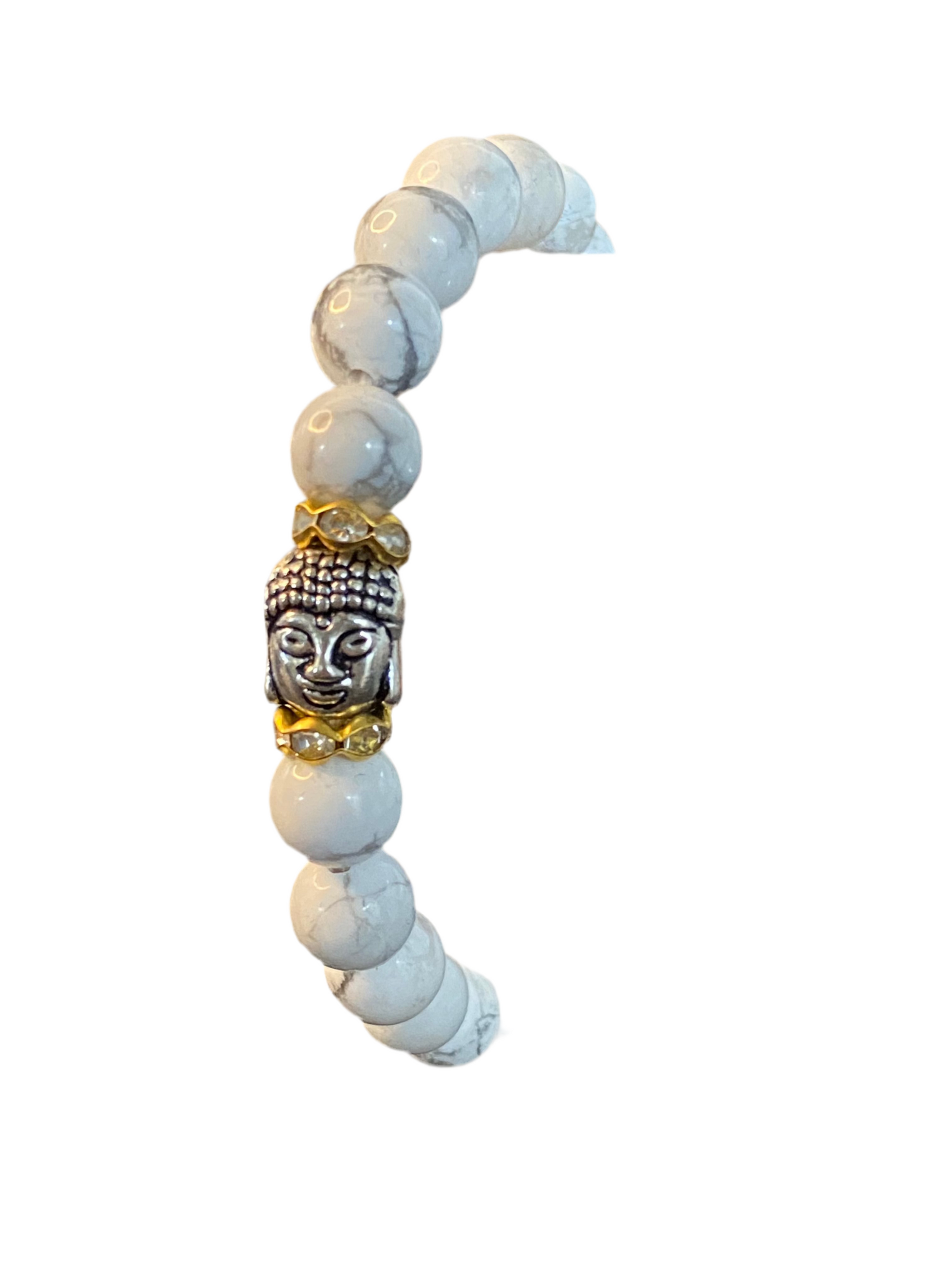 Howlite Chakra Gemstone Bracelet with Buddha Charm
