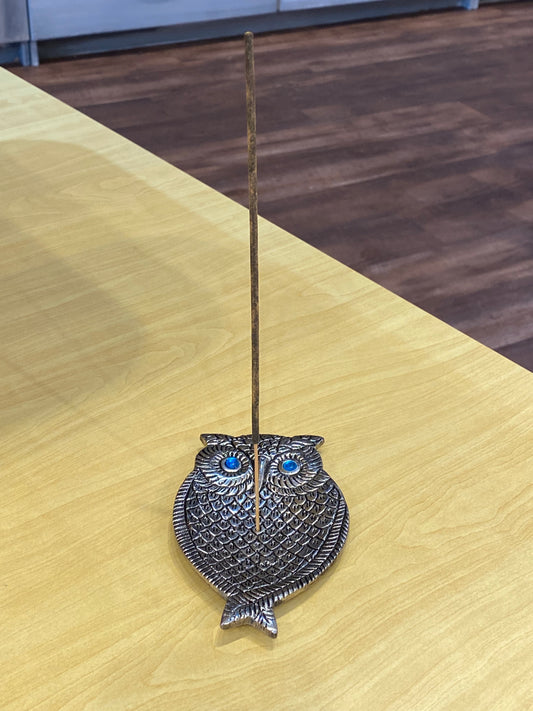 Silver Owl Aluminum Incense Burner