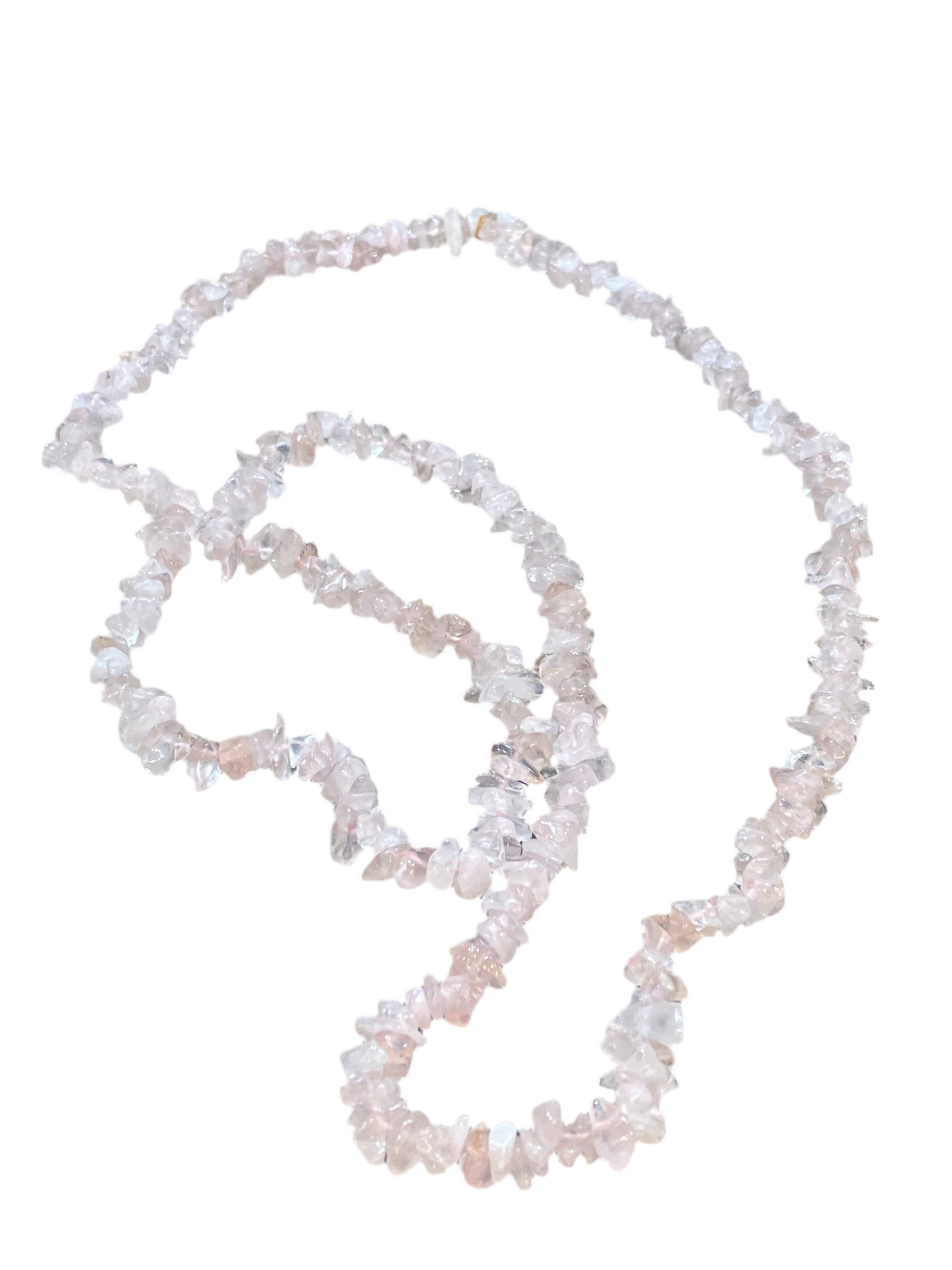 Rose Quartz Chip Necklace Long