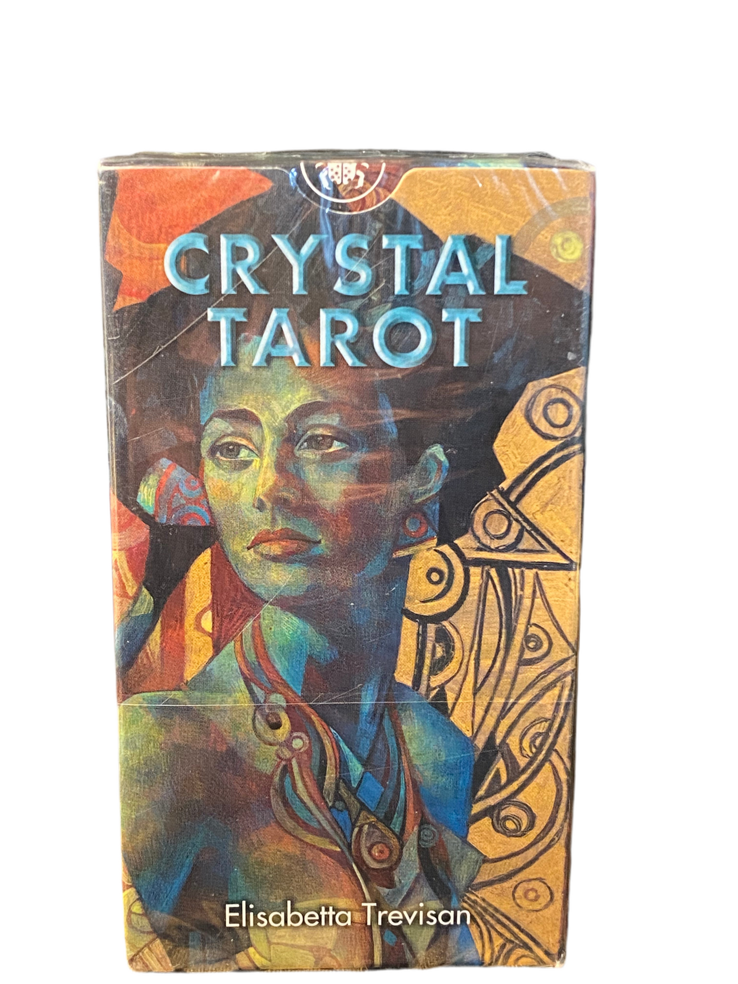 Crystal Tarot Deck packaging with artistic design and vibrant colors.