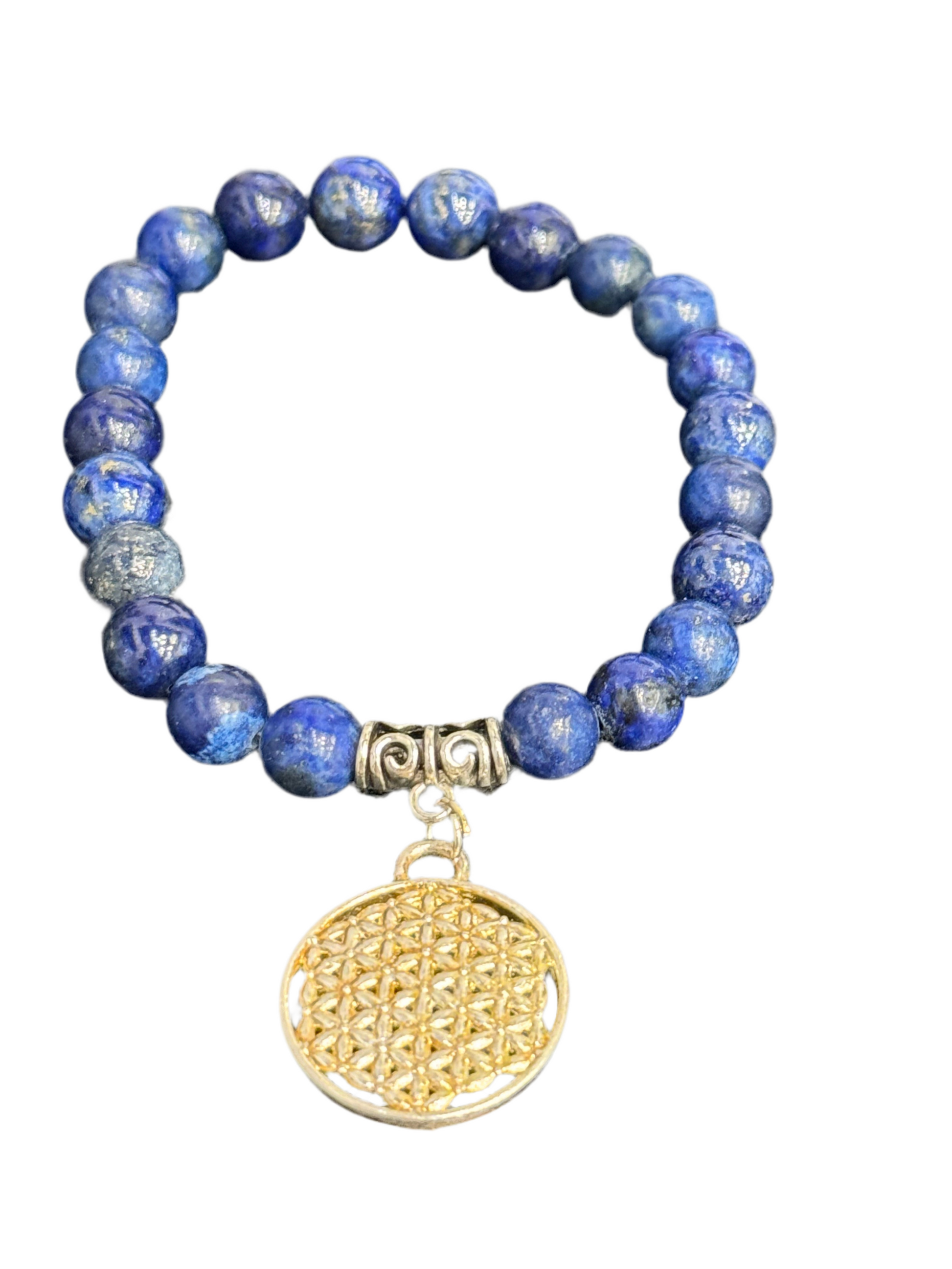 Lapis Lazuli Gemstone Bracelet With Flower of Life