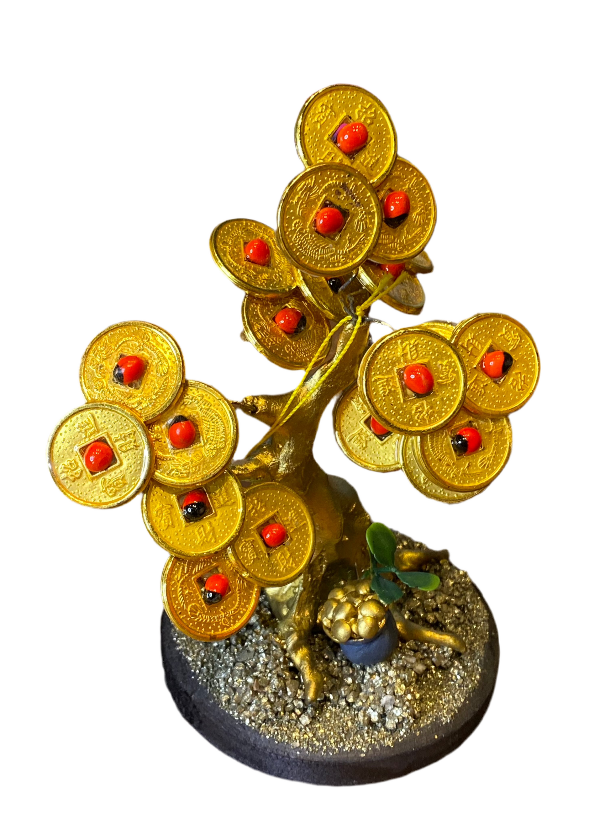 Feng Shui Bonsai Money Tree Coins symbolizing prosperity and wealth with gold coins.