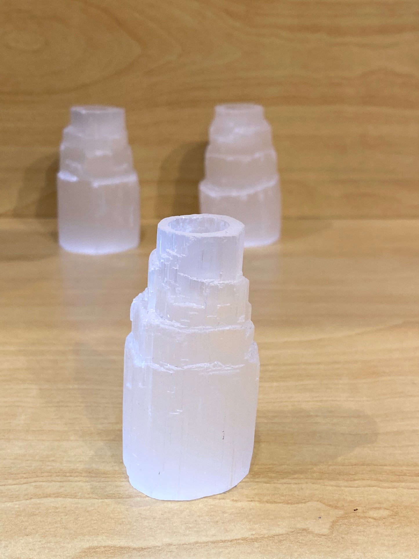 Mini Selenite Tower Chime Candle Holder 1pc