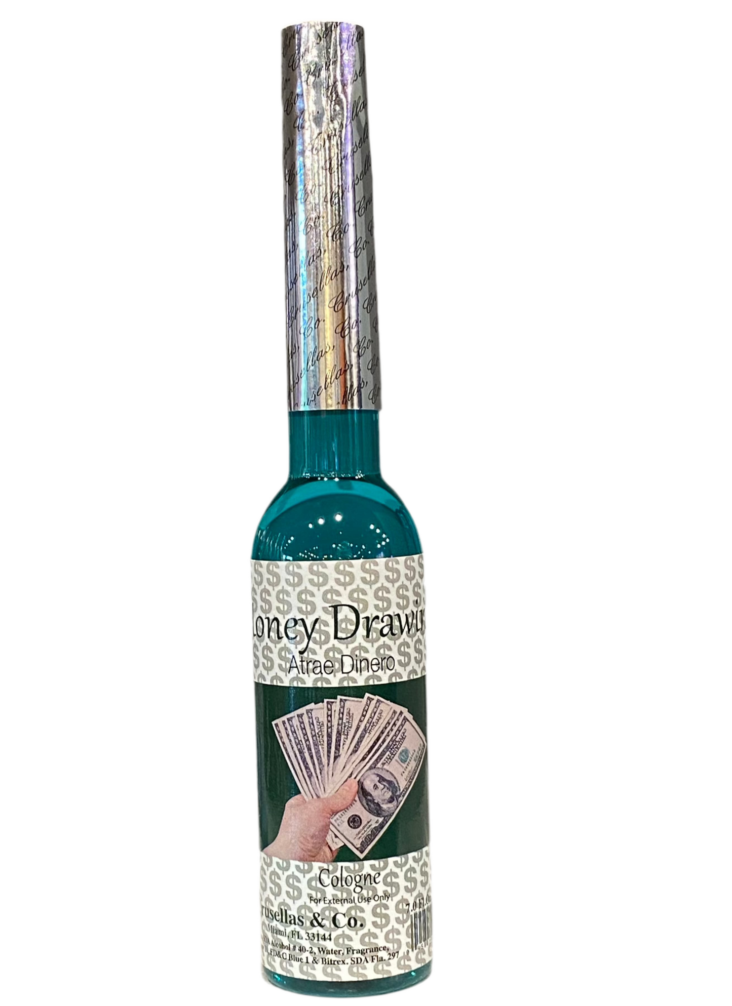 Money Drawing Cologne by Crusellas, 7 fl oz bottle for attracting prosperity and wealth.