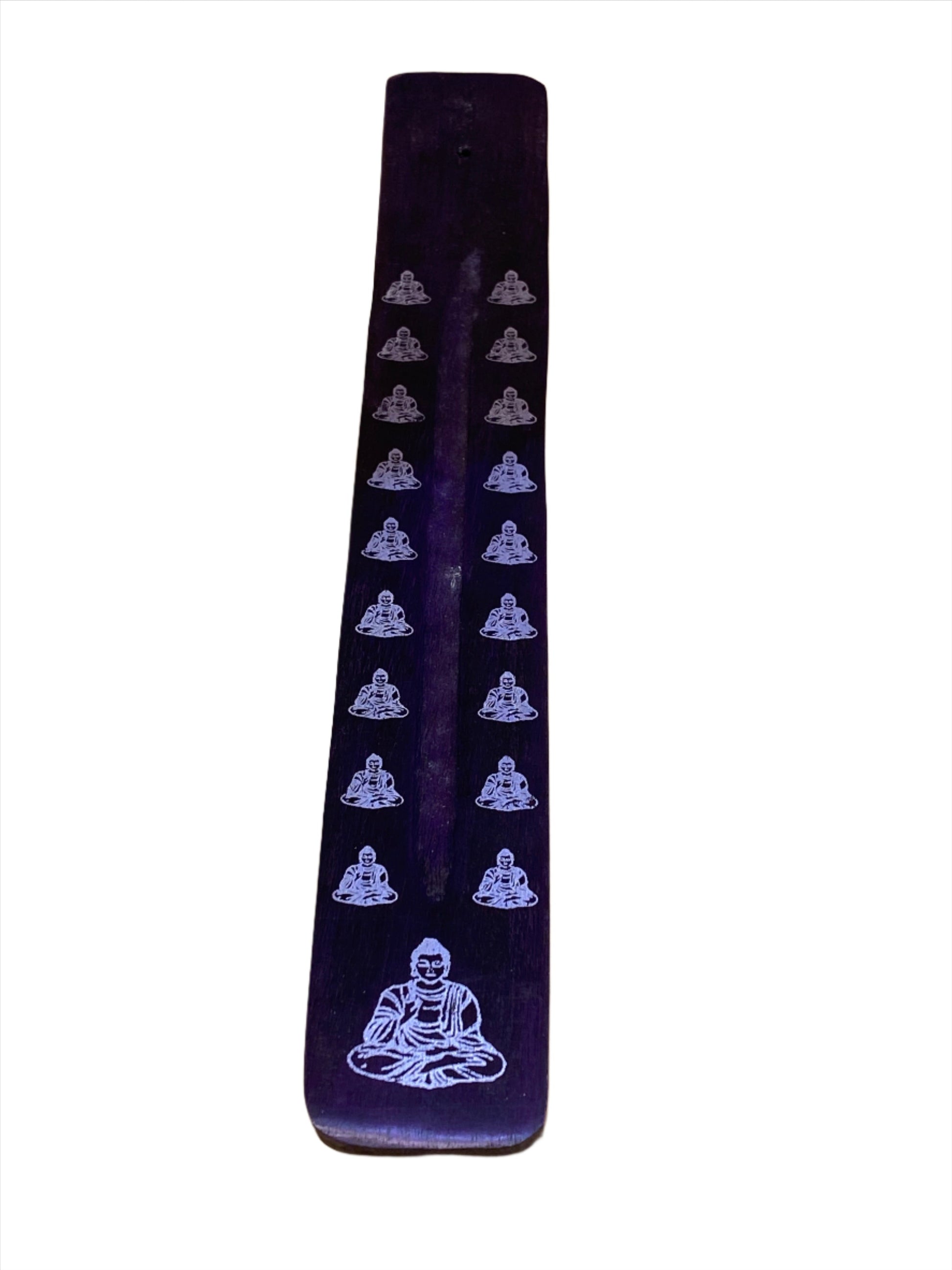 Wooden Incense Stick Holder Buddha Purple