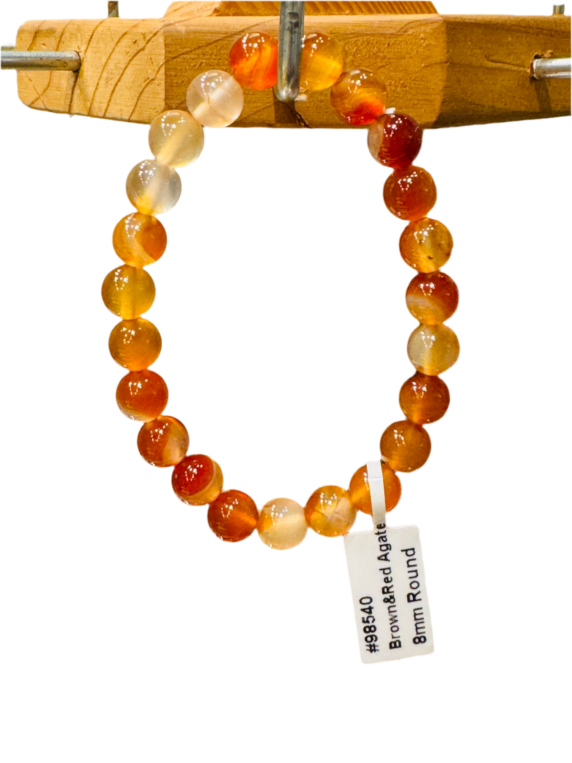 Brown and Red Agate Beaded String Bracelet