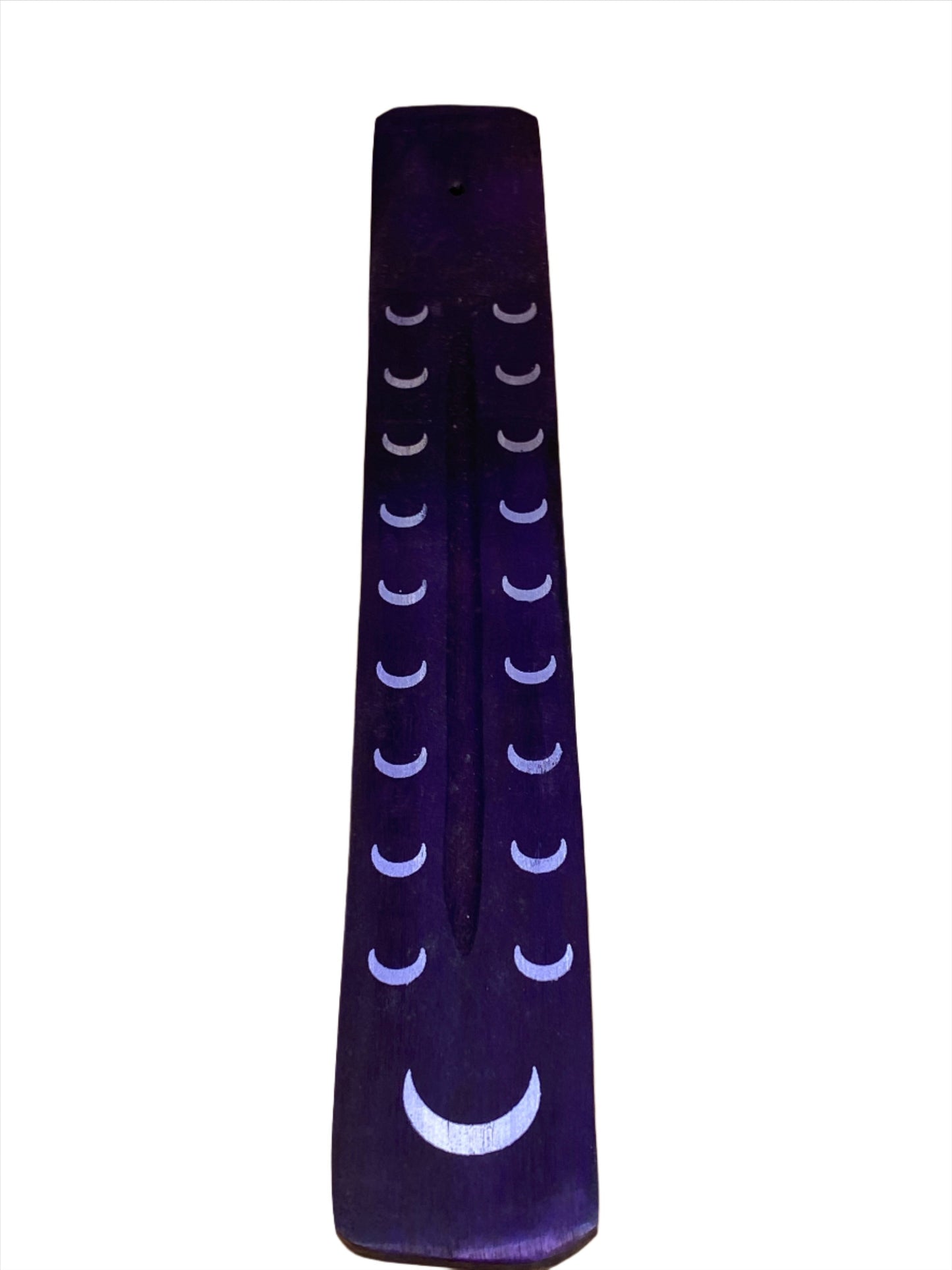 Wooden Incense Stick Holder Crescent Moon Purple