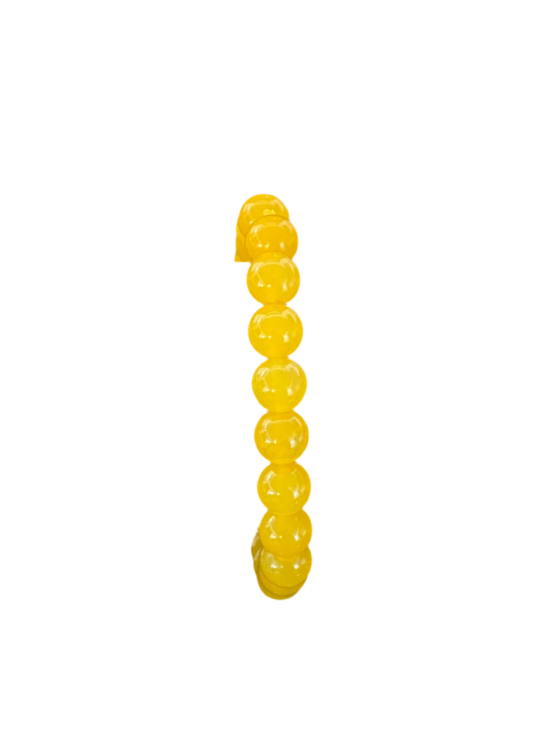 Yellow Aventurine Beaded String Bracelet with polished beads for confidence and creativity.