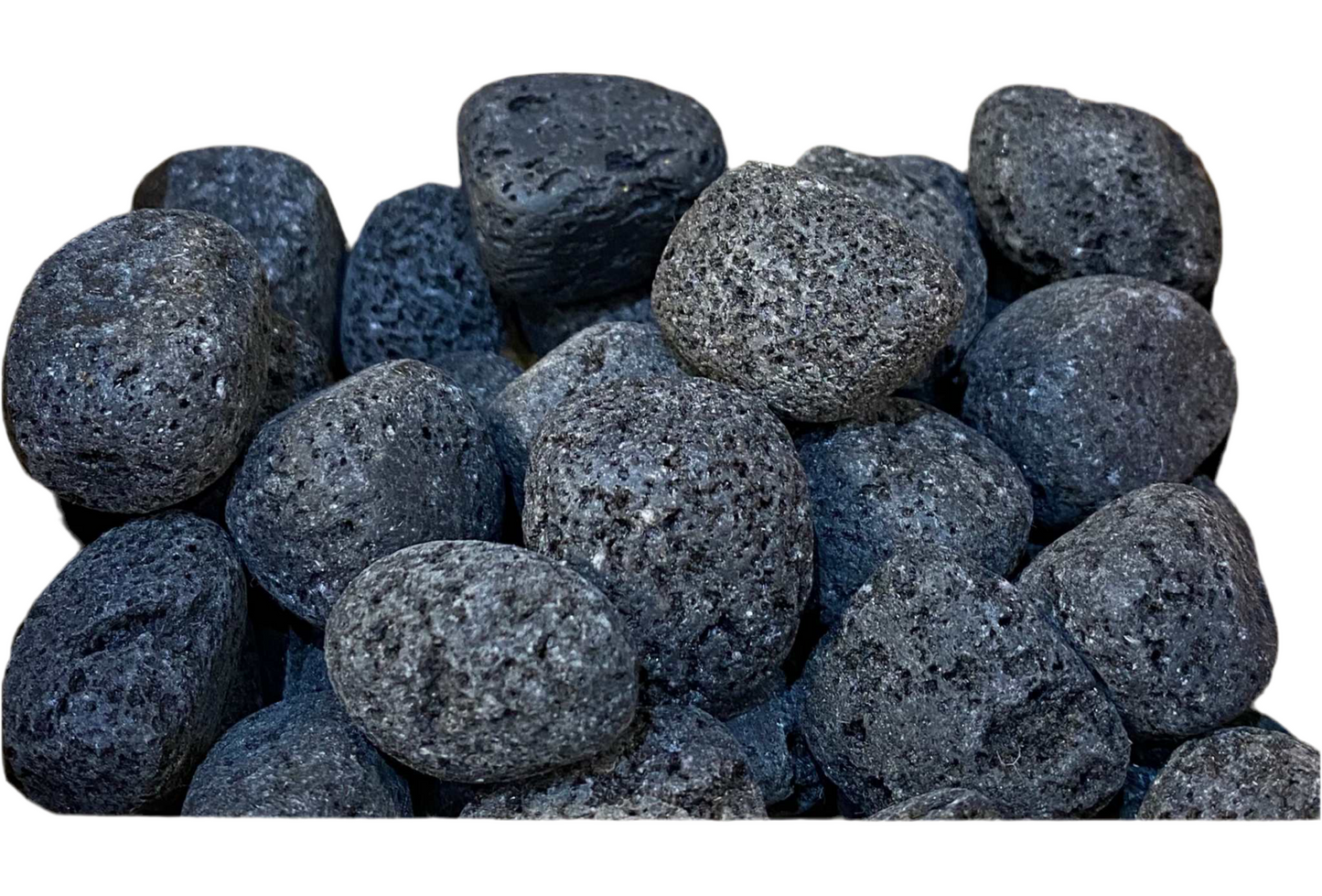 Lava Rock tumbled stone with porous surface, ideal for grounding and essential oil diffusion.
