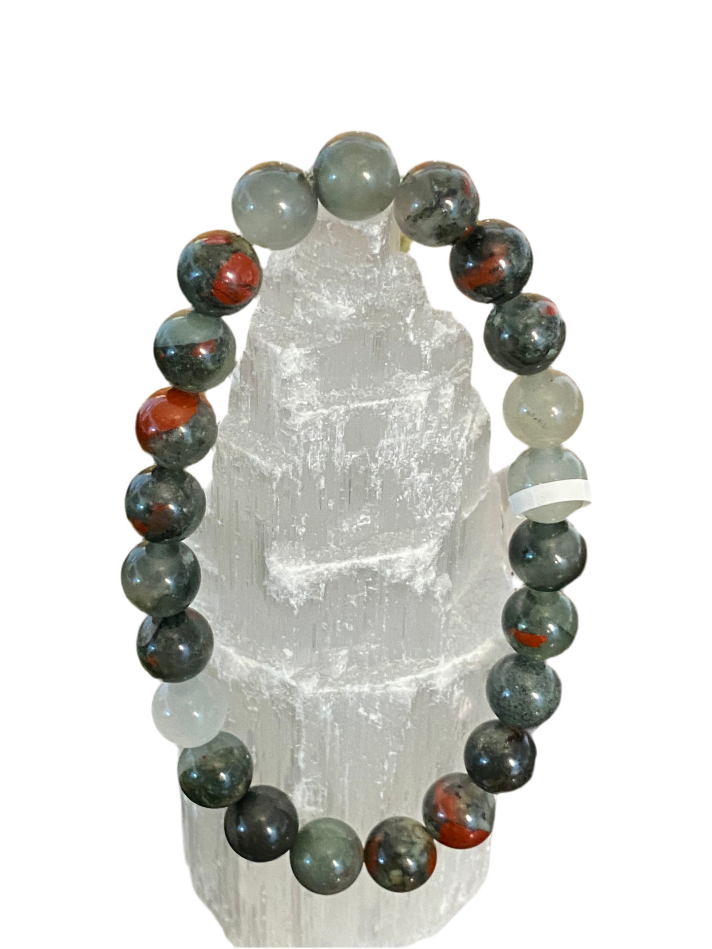 African Bloodstone Beaded String Bracelet