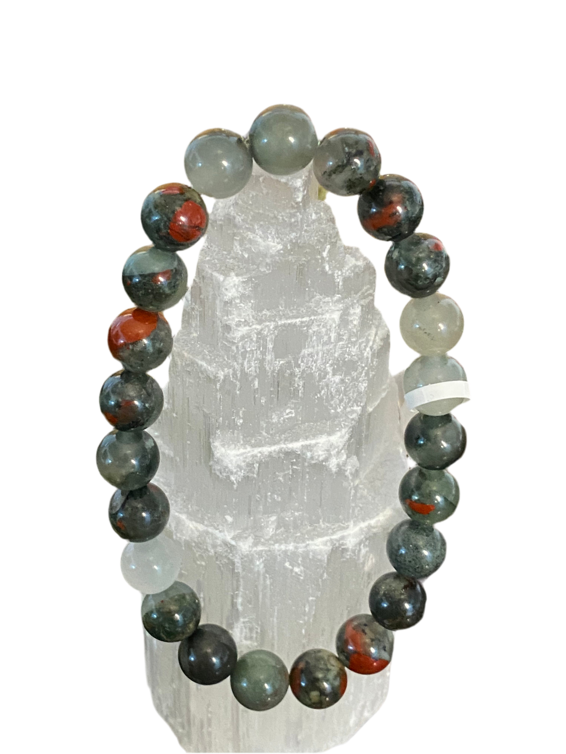 African Bloodstone Beaded String Bracelet