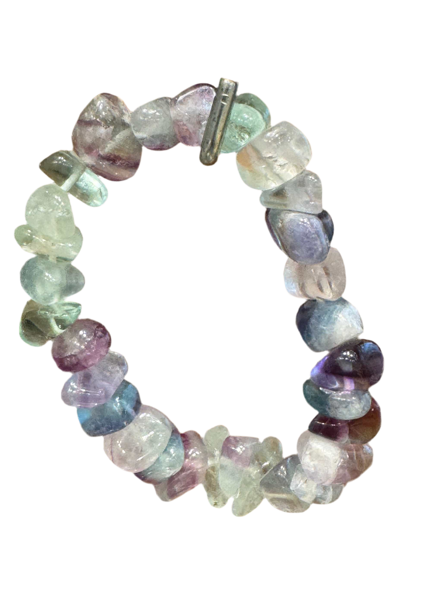 Rainbow Fluorite Tumbled Bracelet with polished stones for clarity and balance.