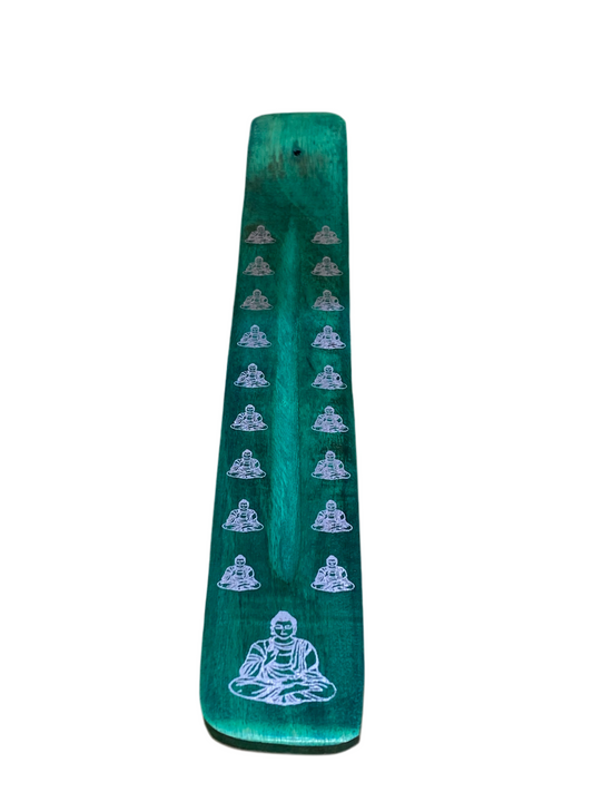 Wooden Incense Stick Holder Buddha Green