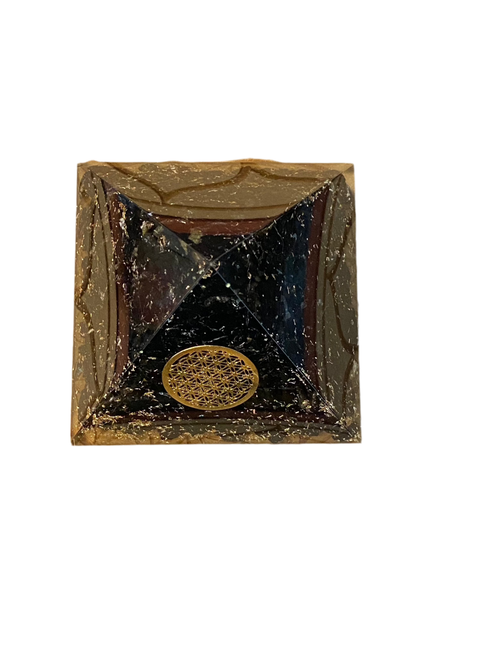 Orgonite Pyramid Black Tourmaline Flower of Life