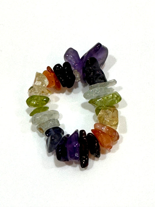 Chakra Gemstone Chips Stretch Ring