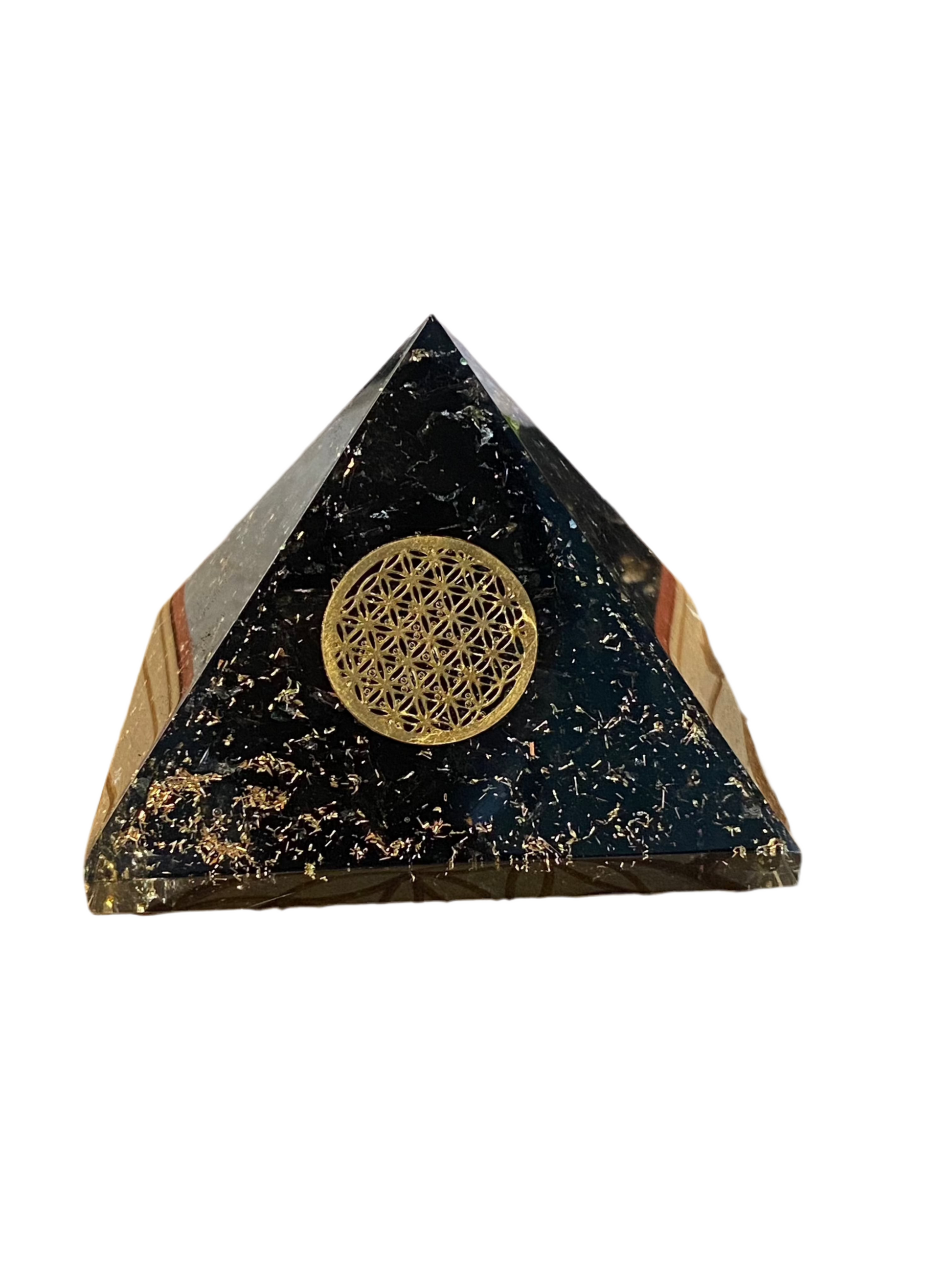 Orgonite Pyramid Black Tourmaline Flower of Life